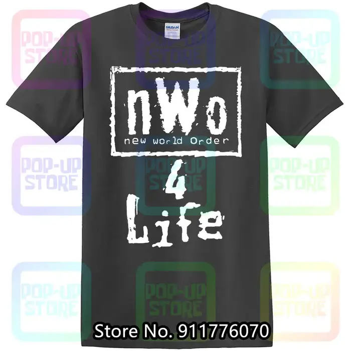 NWO-Grand T-shirt Noir pour Homme, New World Order 4 Life, Bin F