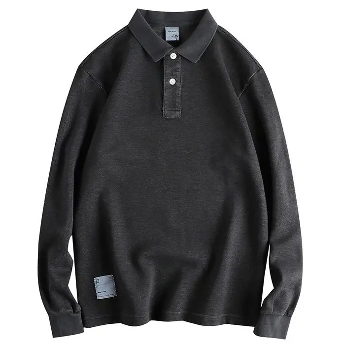 Polo rétro américain à manches longues pour hommes