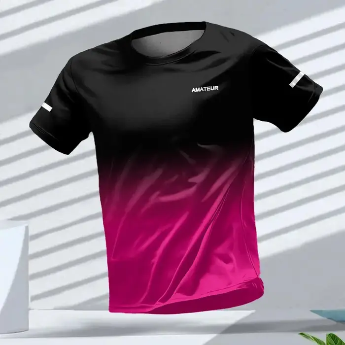 T-shirt pour hommes Sports de plein air T-shirts de course motif dégradé imprimé T-shirt confortable