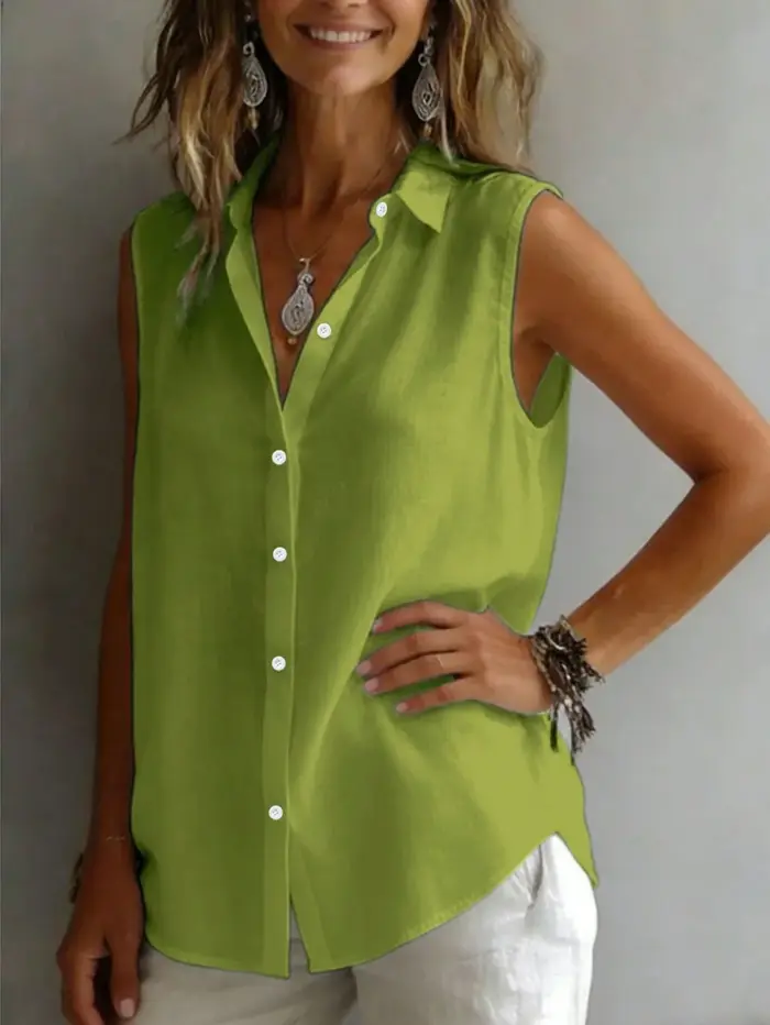 Nouvelles Blouses d'été sans manches pour femme, chemisiers blancs et noirs à col rabattu, hauts pou