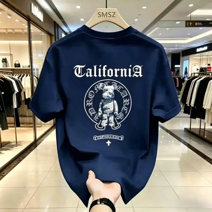 T-shirt unisexe Bear 2026 de marque de luxe à imprimé graphique, col rond, en coton, vêtement décont