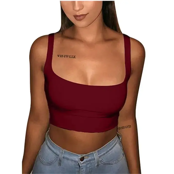 Débardeur GlaCrop Y-Summer pour Femme, Couleur Unie, Blanc, Rouge, Sangle de dehors Précieux