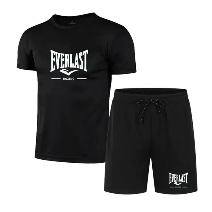 Nouvel ensemble 2 pièces Everlast Boxing pour homme 2026 – T-shirt à manches courtes et short noirs 