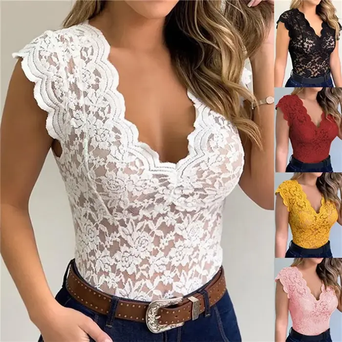 Débardeurs pour femmes, débardeur sexy en dentelle pour femmes, débardeur à col en V, sous-vêtements, veste, couleur bonbon, bralette, sous-vêtements en dentelle pour femmes