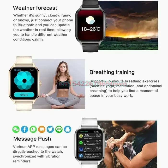 Montre intelligente pour Android IOS montres 1.83 pouces HD affichage Bluetooth appel Message alerte musique sport Mode Smartwatch hommes femmes cadeau