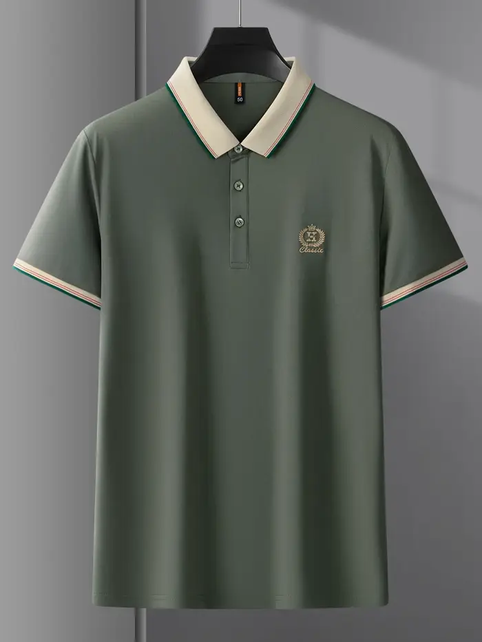 Paul's T-shirt d'été à manches courtes pour homme avec col ajusté et polo brodé
