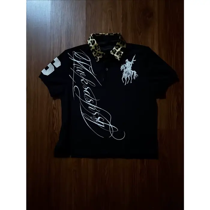 T-shirt Polo Y2K Gothique à Col Léopard, Manches Courtes, Motif Cheval Rétro, Hip Hop Graffiti Stree
