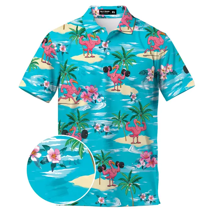 Polos de Golf flamant rose drôle pour hommes Polos de Golf tropicaux polos pour hommes 2025 plage à