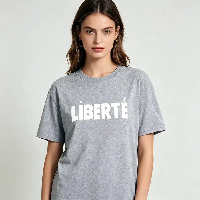 Liberte lettres françaises impression femme élégant à manches courtes t-shirts été ample coton décontracté hauts Ins