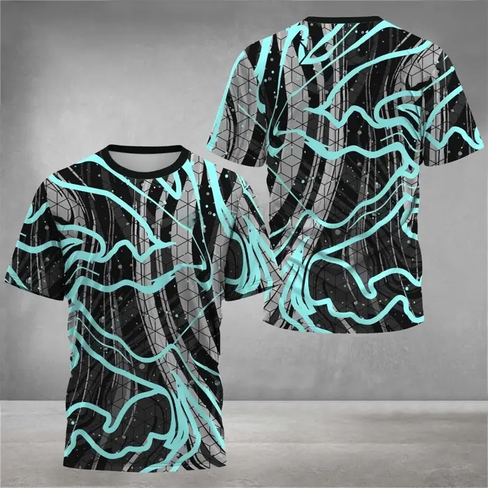 T-shirt pour homme à imprimé tie-dye 3D tendance, séchage rapide, manches courtes, pour le tennis et les sports de plein air, décontracté, respirant, coupe ample