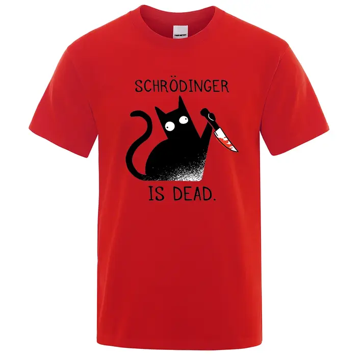 Schrodinger Is Dead chat noir t-shirts mode masculine 100% coton T-Shirt Hip Hop