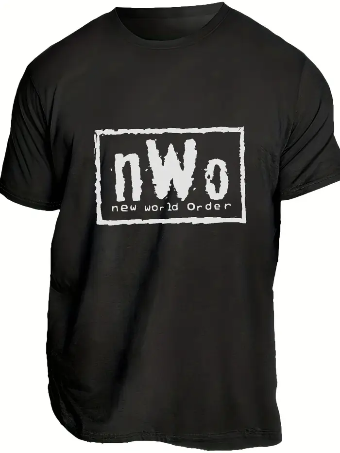 T-shirt imprimé Nwo pour hommes, T-shirt décontracté à manches courtes et col ras du cou, vêtements 