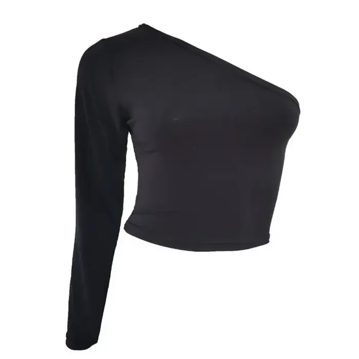 T-shirt manches simples pour femmes, sexy, décolleté oblique, pour filles
