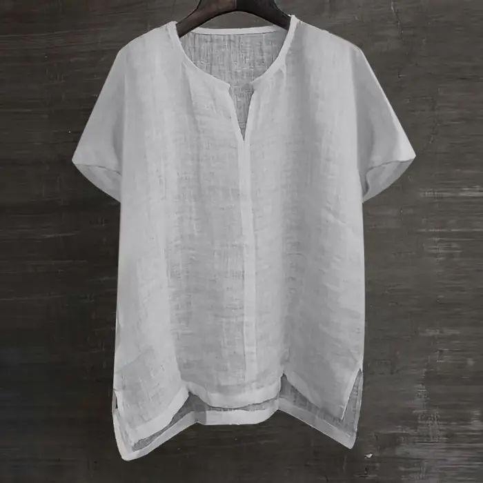 Chemise homme 2026 décontractée été nouvelle en coton et lin à manches courtes couleur unie simple c
