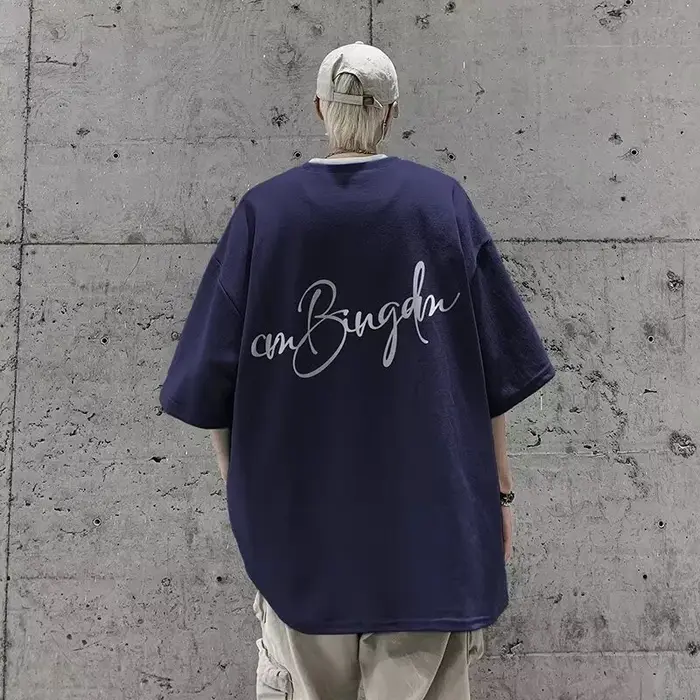 M-8XL été hommes T-shirt surdimensionné coréen décontracté Style ample lettre étoile Signature impre