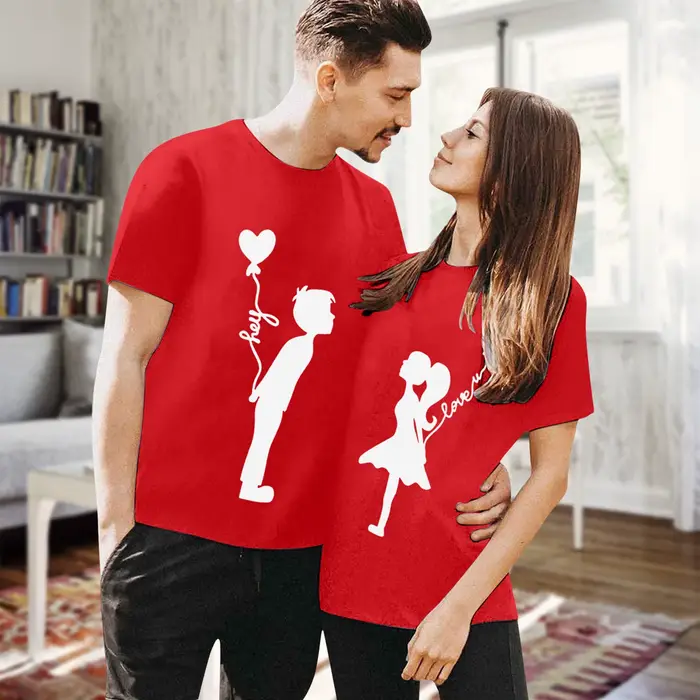 T-shirts 100% coton pour la Saint-Valentin pour couples