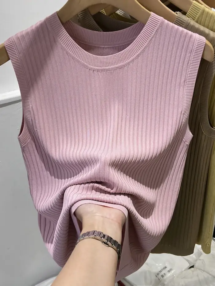 Débardeurs en tricot coréens pour femmes