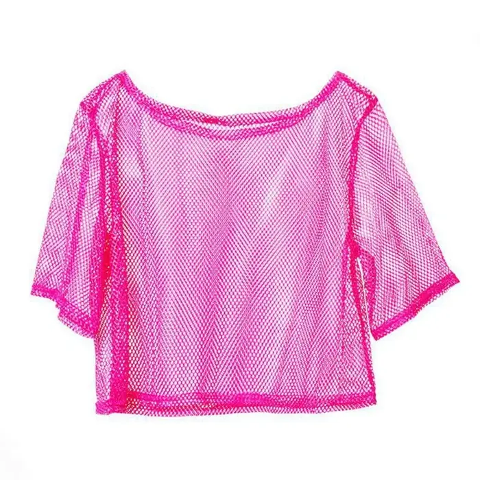 T-shirt en maille pour femme style disco des années 80