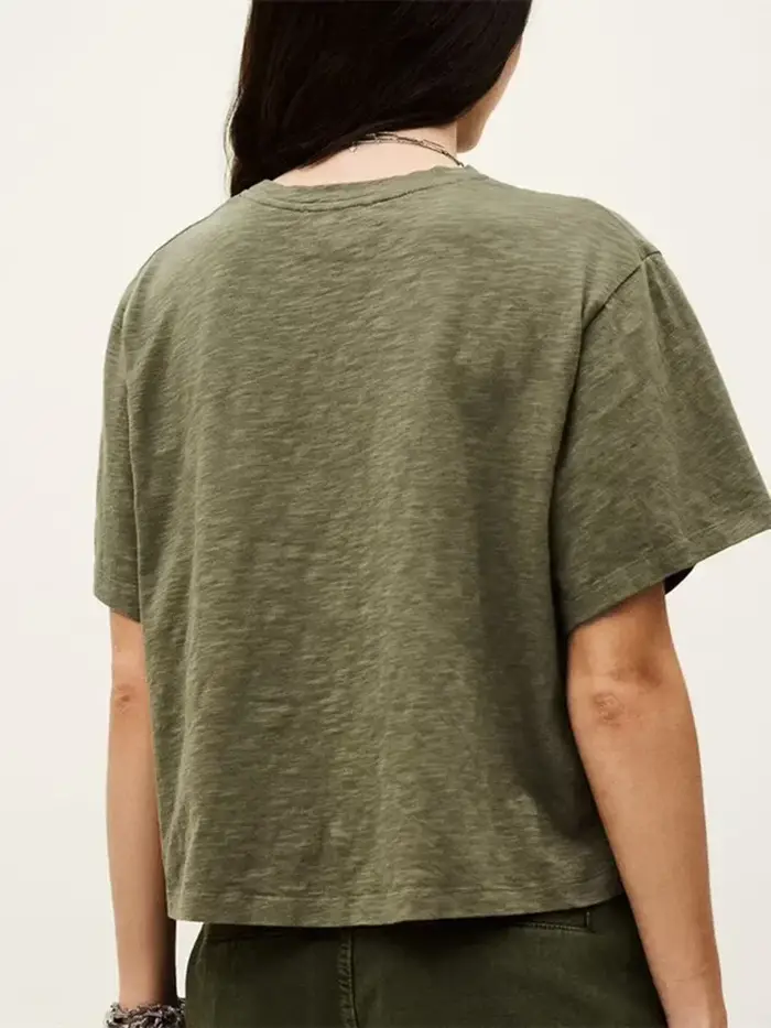 T-shirt vert imprimé lettres pour femme