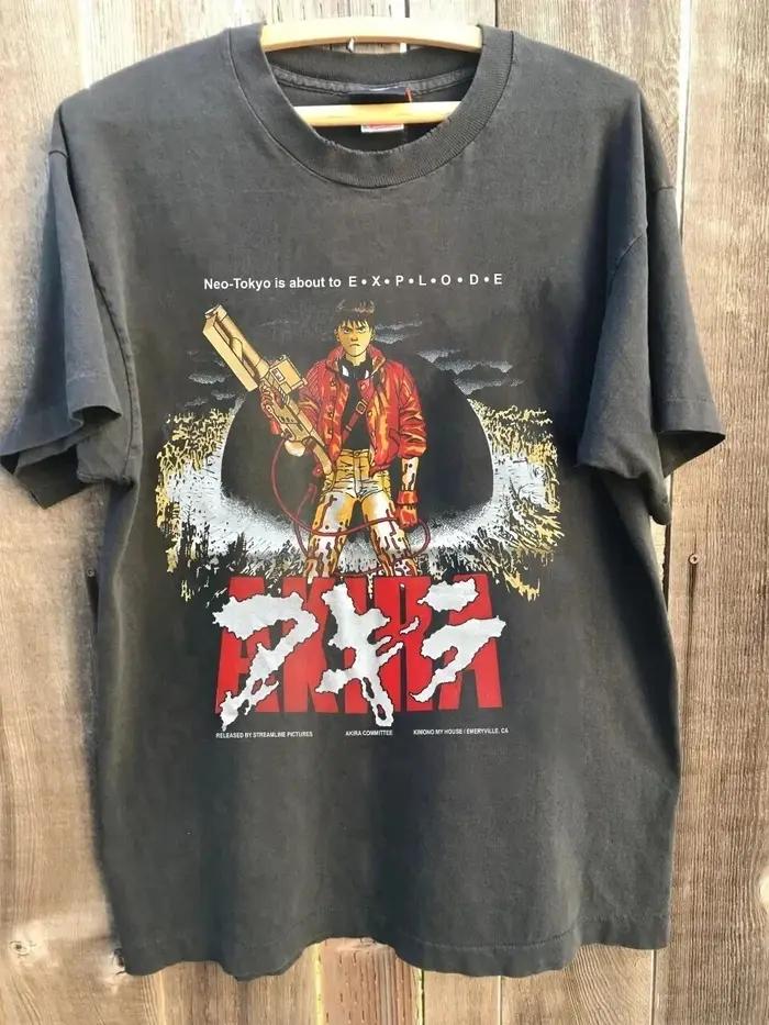 T-shirt Akira Vintage Anime Japan Charcoal unisexe pour hommes et femmes