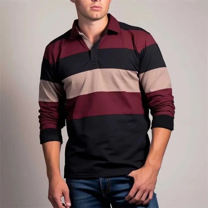 Polo de Golf à manches longues pour hommes, décontracté, rayé, Simple, Business, imprimé en 3D, ampl