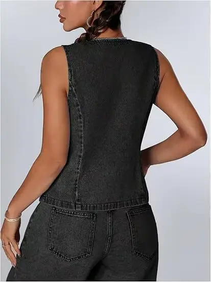 Nouveau Gilet en Jean Printemps-Été 2026 – Top Sans Manches Tendance pour Femme