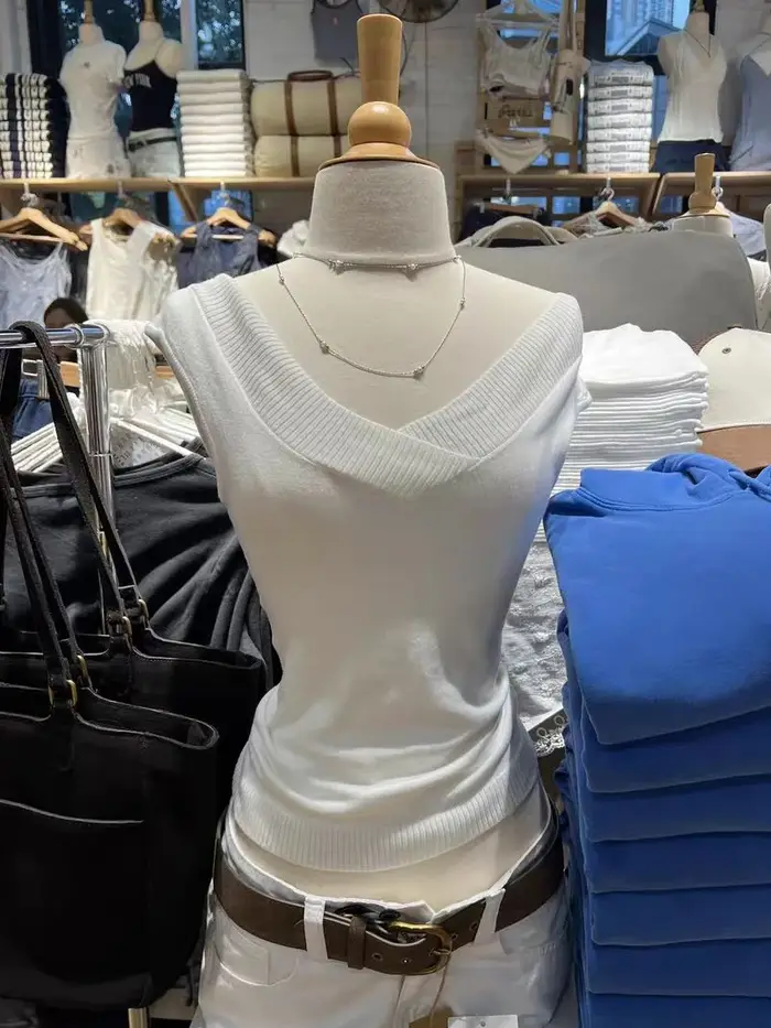 Débardeur tricoté blanc pour femme