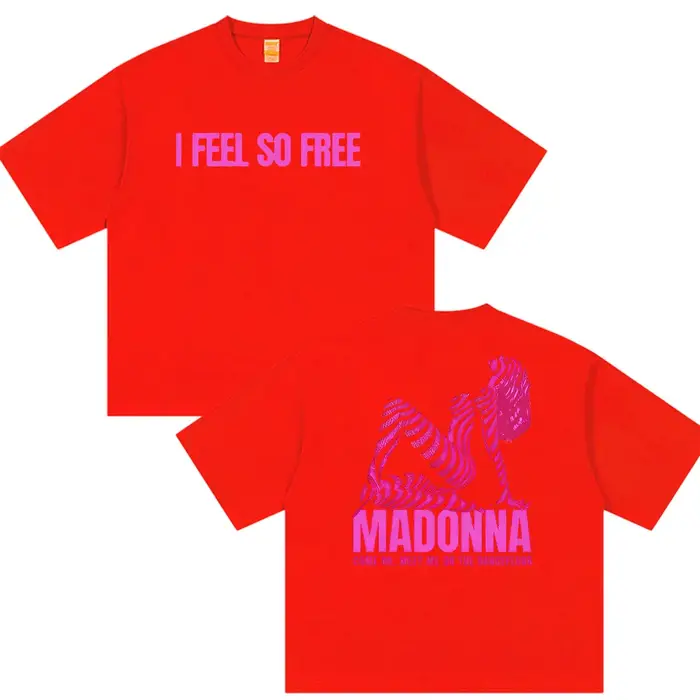 Madonna I Feel So Free Tour 2026 T-shirts graphiques pour hommes et femmes, T-shirt Vintage à manche