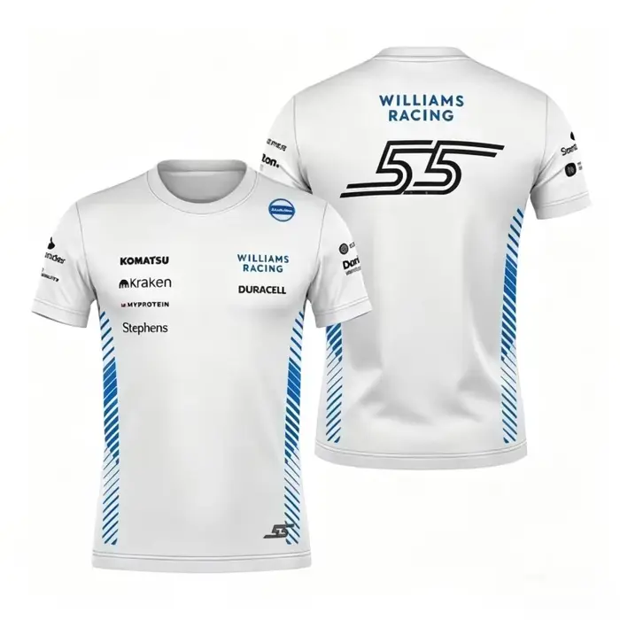 Hommes et enfants # 23 # T-shirt graphique Williams Racing numéro 55 imprimé, respirant, séchage rap