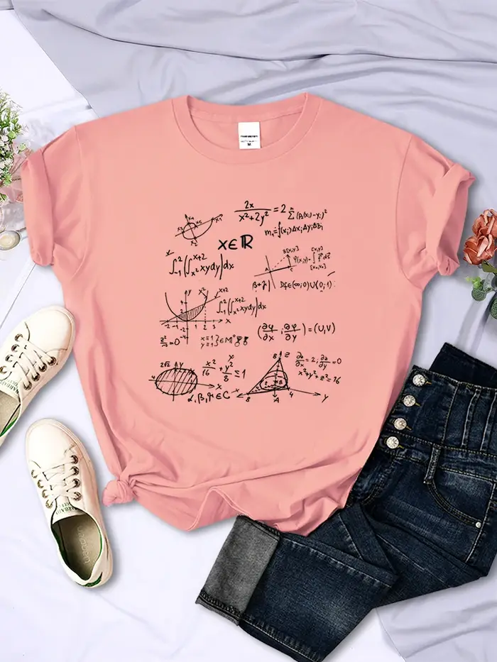 Formule mathématique imprimer femmes T-Shirt été vêtements de sport rue Hip Hop à manches courtes personnalité respirant