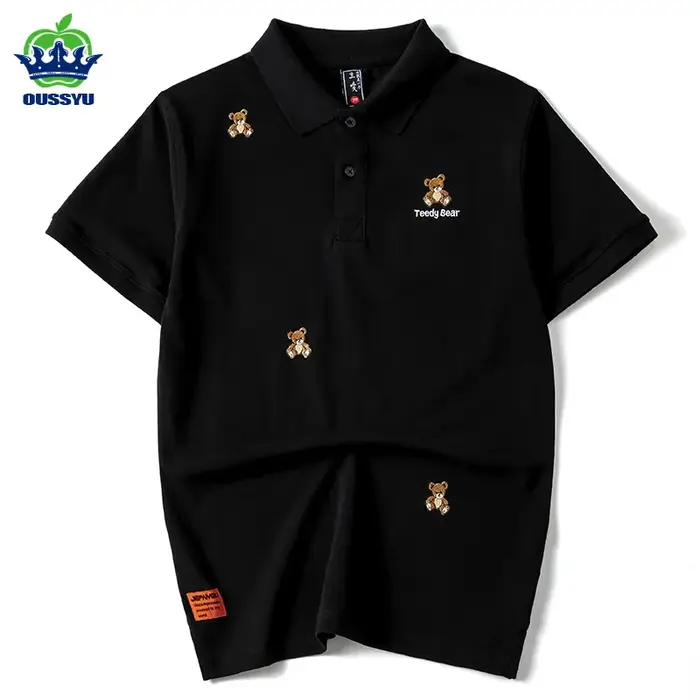 Polo de luxe brodé ours en peluche pour hommes