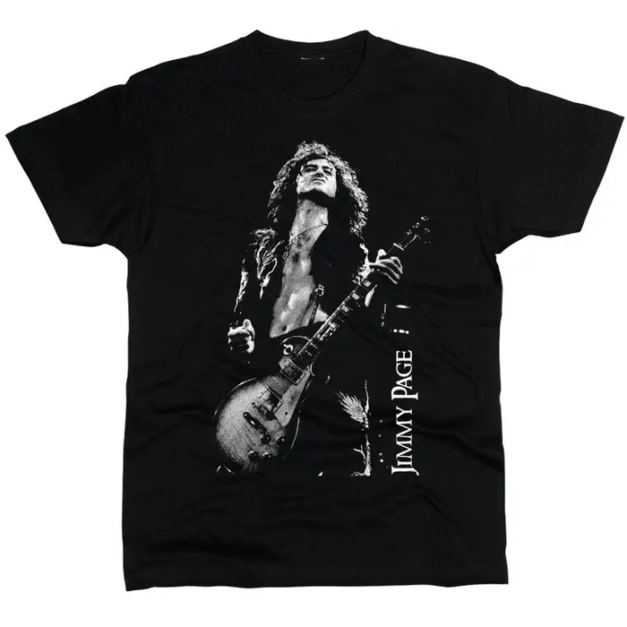 T-shirt unisexe en coton pur à col rond, ample et respirant, Jimmy Page Led Zeppelin, 2026