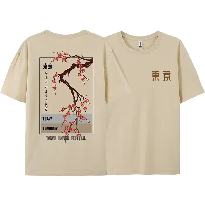 T-shirt du Festival des Fleurs de Tokyo Today Tomorrow, T-shirt japonais Harajuku, T-shirts mode à c