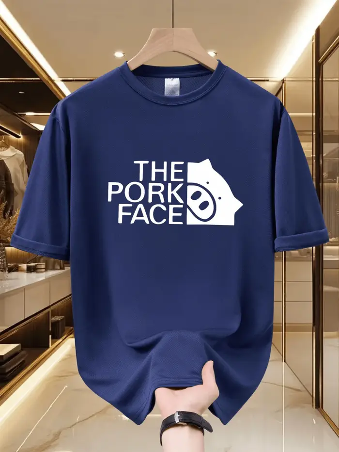 T-shirt pour homme, imprimé visage de cochon amusant, tendance, 100% coton, style streetwear décontr