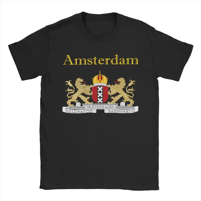 T-shirt vintage avec emblème d'Amsterdam, en coton, pour hommes, vêtements d'été Y2K, basiques, impr