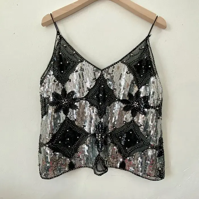Débardeur sans manches pour femmes, col en v, Sexy, Slim, été, lourd, industriel, paillettes cloutée