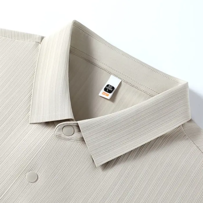 Polo de protection UV haut de gamme pour hommes – Conception texturée à rayures verticales