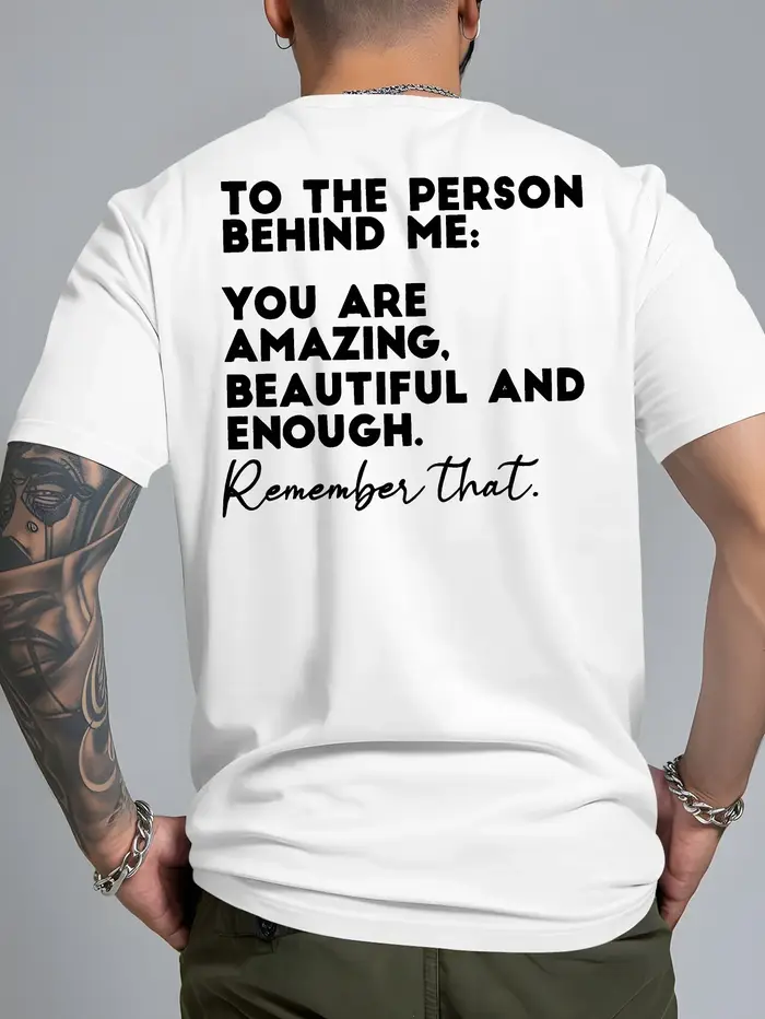 T-Shirt rouge inspirant pour hommes, pour la personne derrière moi, imprimé de motivation, respirant