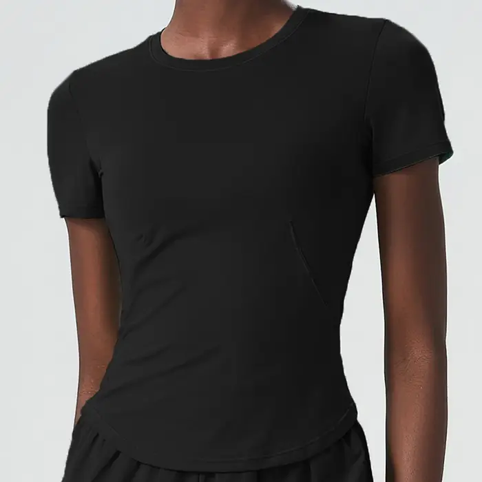 T-shirt de yoga à manches courtes pour femme, haut d'entraînement à séchage rapide, chemise de cours