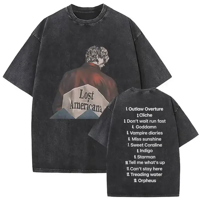 Vintage lavé MGK mitrailleuse Kelly Album 2025 nouveaux t-shirts hommes gothique Hip Hop surdimensionné T-shirt pur