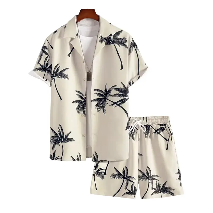 Nouvel ensemble décontracté homme : chemise à revers et short