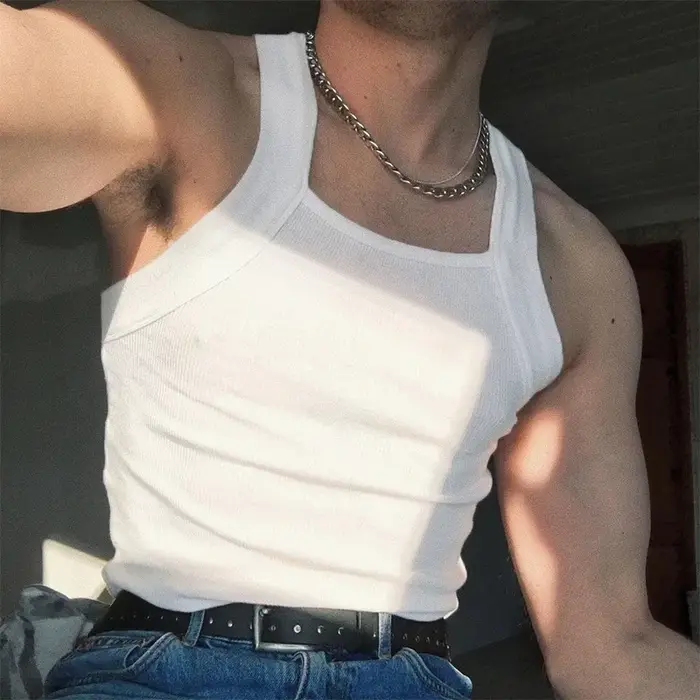 Débardeur de sport pour hommes, nouvelle mode, couleur unie, col rond, T-shirt sans manches, slim, S