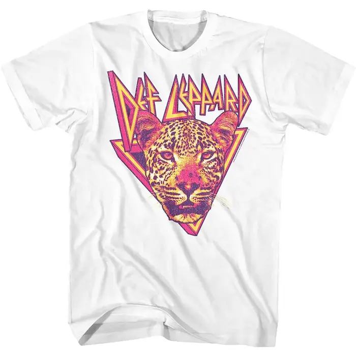 Nouveau t-shirt pour homme des années 1980 Def Leppard avec motif léopard directement vaporisé