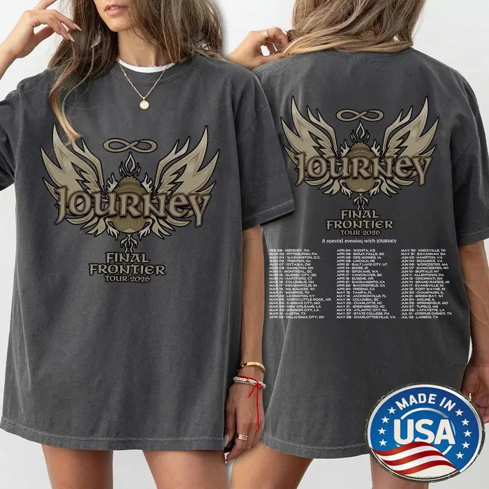 T-shirts de concert de rock rétro de la tournée 2026 « Final Frontier » du groupe Journey pour les fans hommes et femmes