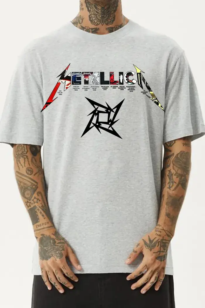 T-Shirt de groupe de rock Metallica bleu