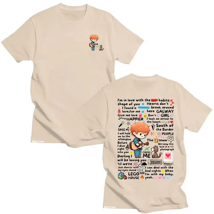 Ed Sheeran Graffiti motif t-shirt nouveau à la mode décontracté femmes hommes vêtements Y2k coton T-shirts mode ample haut t-shirt