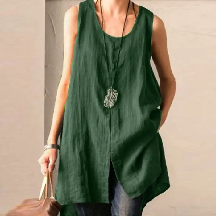 Vintage solide débardeurs hauts ample plage Blusas coton Camis tunique ZANZEA femmes sans manches Blouse été Chemise