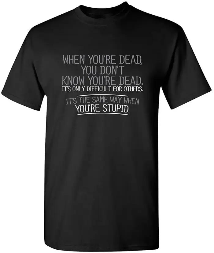 T-shirt imprimé humoristique pour homme, streetwear, humoristique et tendance, avec texte et mots, W