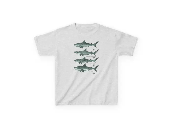 T-shirt d'espèces de requin, t-shirt de biologie marine de style vintage avec requin tigre naturel, 