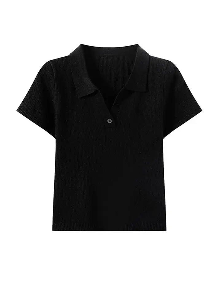 Polo en tricot côtelé pour femme